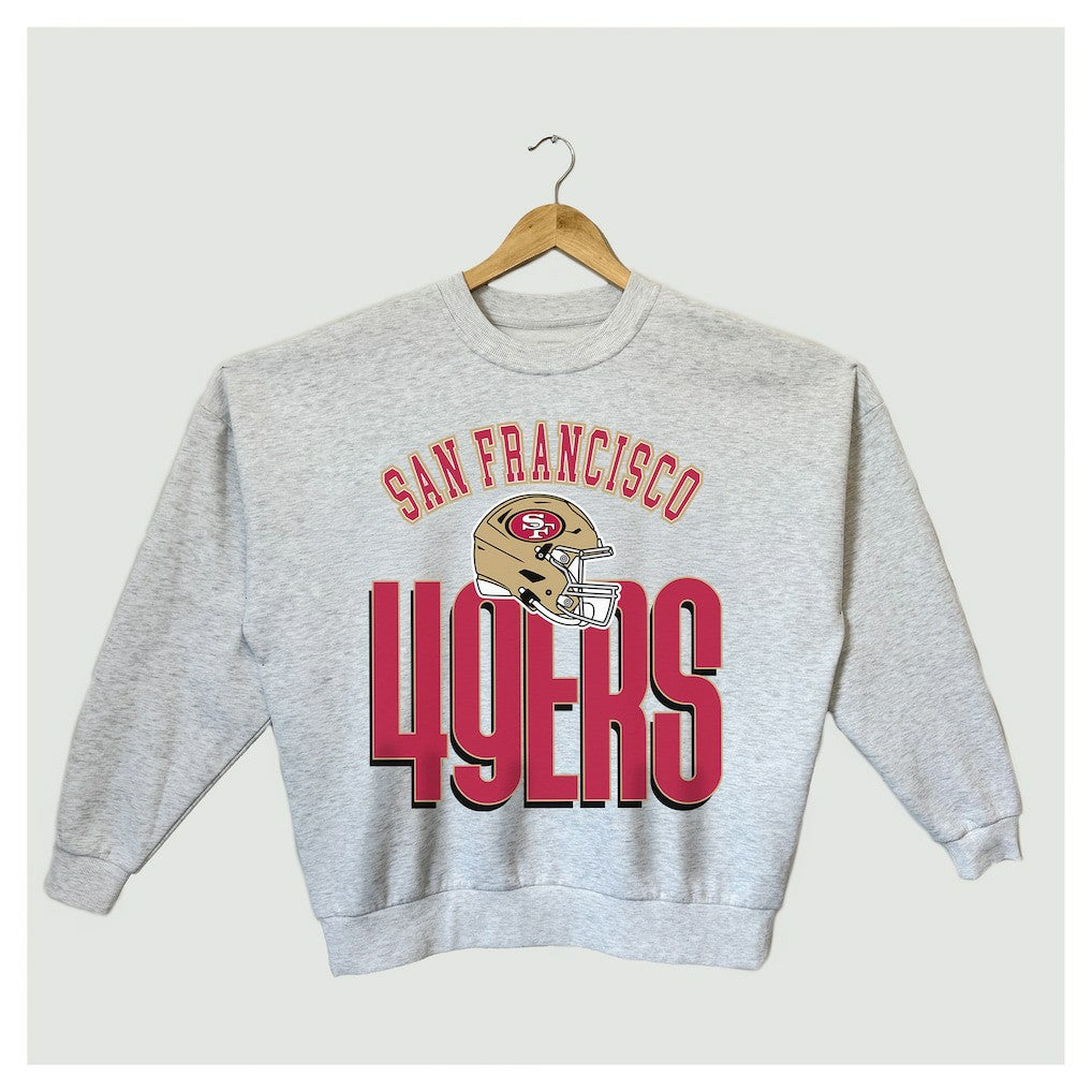 San Francisco 49ers Gameday Couture Women's Fierce Focus Premium Oversized Fleece Pullover Sweatshirt - Ash cheap