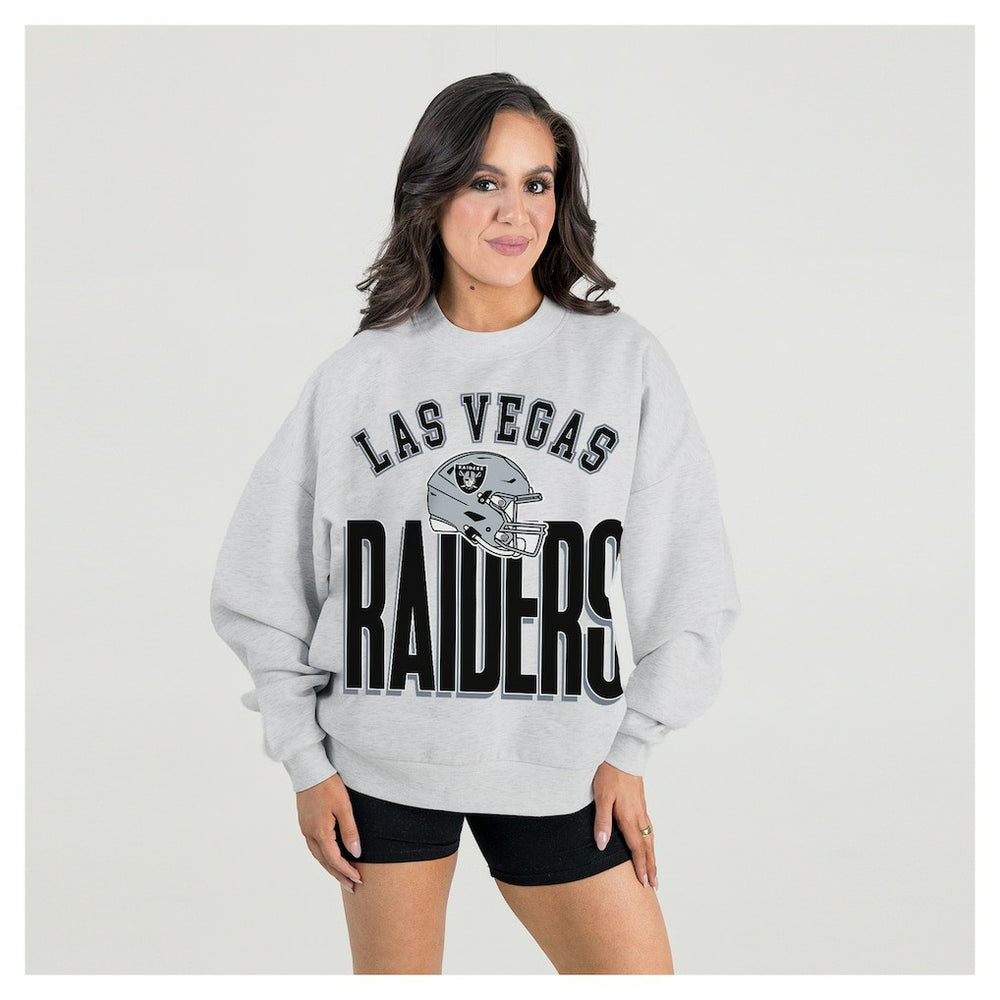 Las Vegas Raiders Gameday Couture Women's Fierce Focus Premium Oversized Fleece Pullover Sweatshirt - Ash online