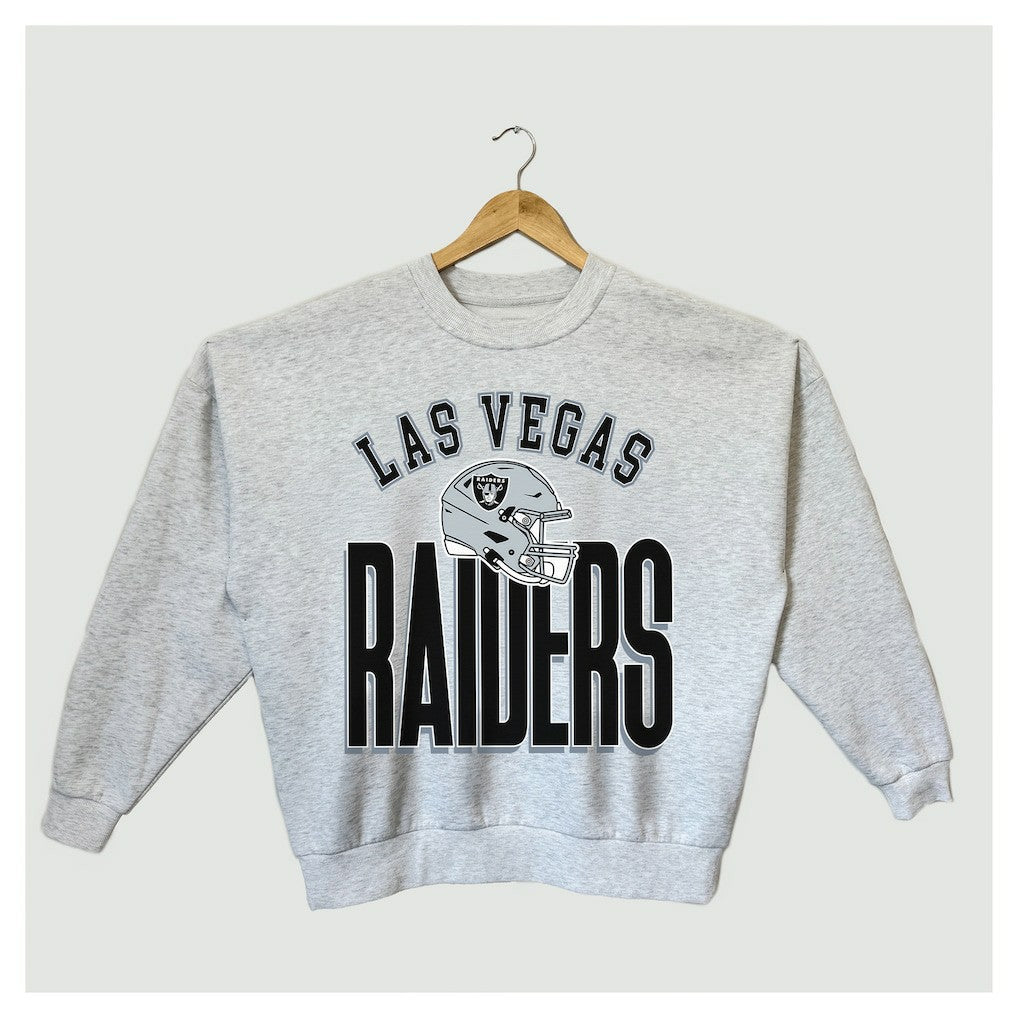 Las Vegas Raiders Gameday Couture Women's Fierce Focus Premium Oversized Fleece Pullover Sweatshirt - Ash online