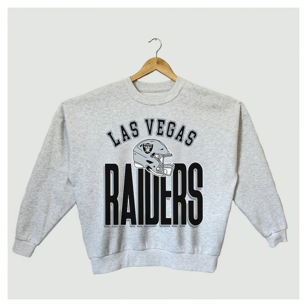 Las Vegas Raiders Gameday Couture Women's Fierce Focus Premium Oversized Fleece Pullover Sweatshirt - Ash online