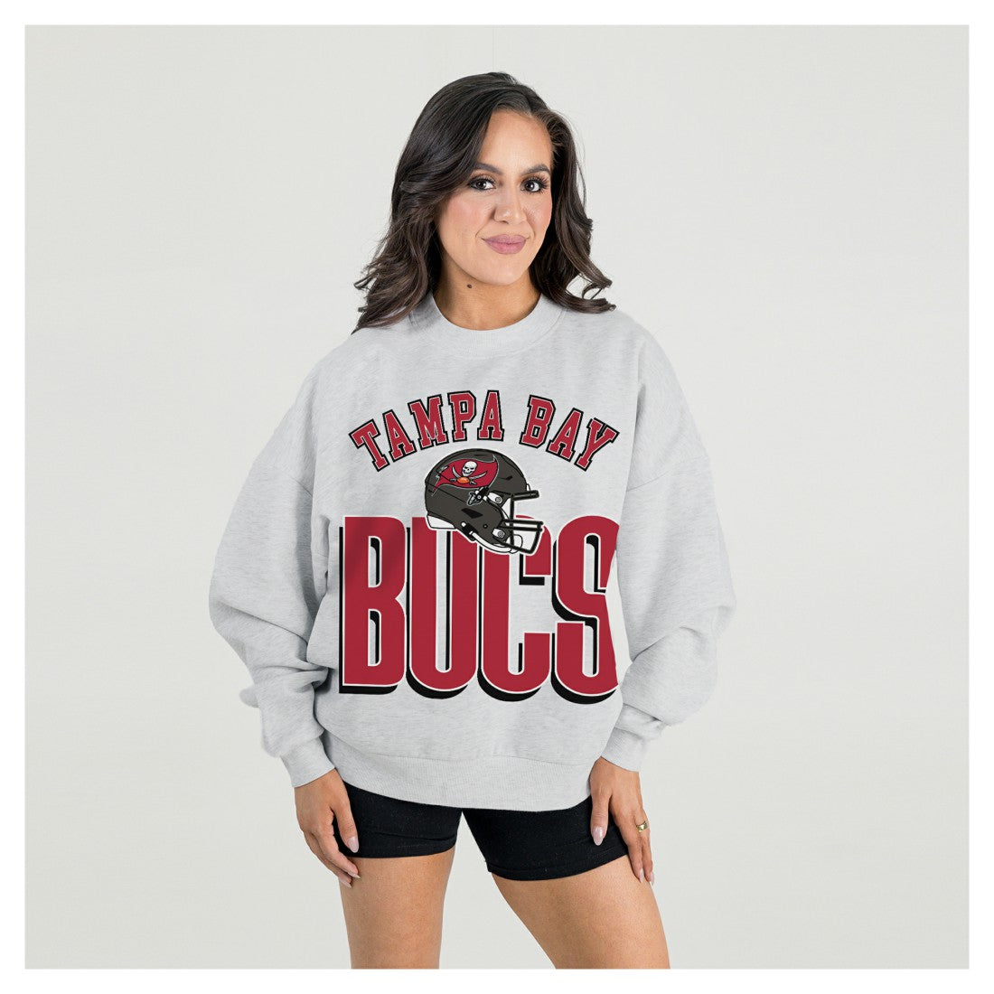 Tampa Bay Buccaneers Gameday Couture Women's Fierce Focus Premium Oversized Fleece Pullover Sweatshirt - Ash online
