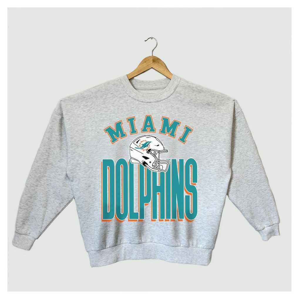 Miami Dolphins Gameday Couture Women's Fierce Focus Premium Oversized Fleece Pullover Sweatshirt - Ash discount