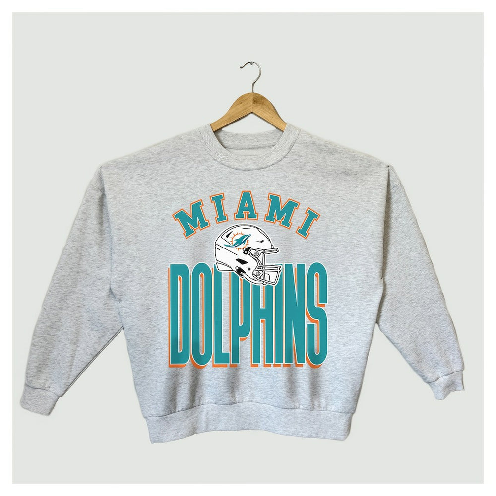 Miami Dolphins Gameday Couture Women's Fierce Focus Premium Oversized Fleece Pullover Sweatshirt - Ash discount