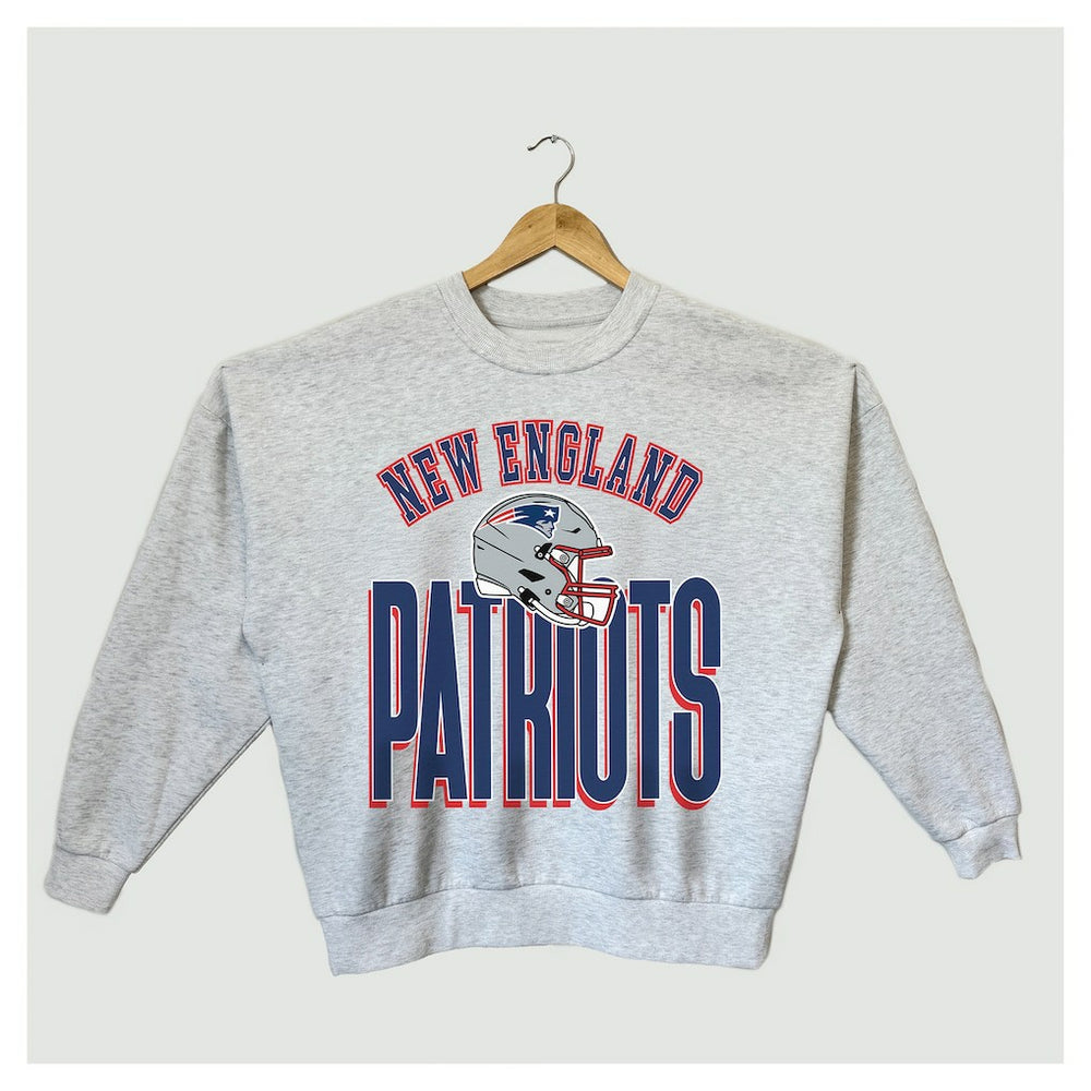 New England Patriots Gameday Couture Women's Fierce Focus Premium Oversized Fleece Pullover Sweatshirt - Ash discount