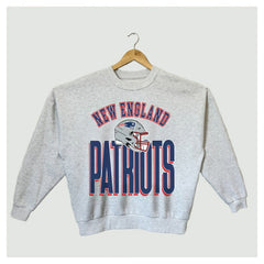 New England Patriots Gameday Couture Women's Fierce Focus Premium Oversized Fleece Pullover Sweatshirt - Ash discount