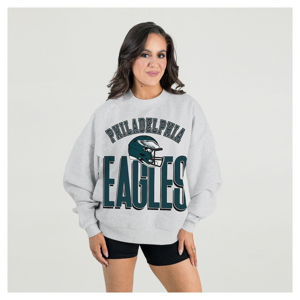 Philadelphia Eagles Gameday Couture Women's Fierce Focus Premium Oversized Fleece Pullover Sweatshirt - Ash outlet