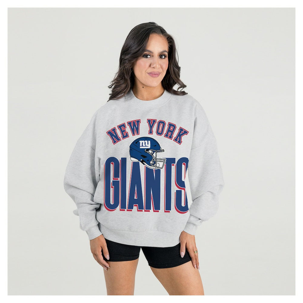 New York Giants Gameday Couture Women's Fierce Focus Premium Oversized Fleece Pullover Sweatshirt - Ash outlet