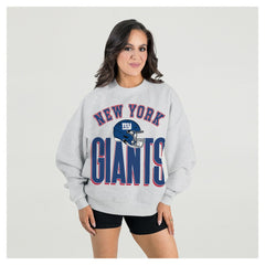 New York Giants Gameday Couture Women's Fierce Focus Premium Oversized Fleece Pullover Sweatshirt - Ash outlet