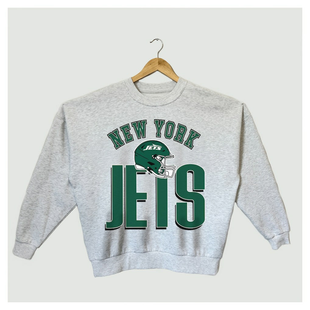 New York Jets Gameday Couture Women's Fierce Focus Premium Oversized Fleece Pullover Sweatshirt - Ash discount