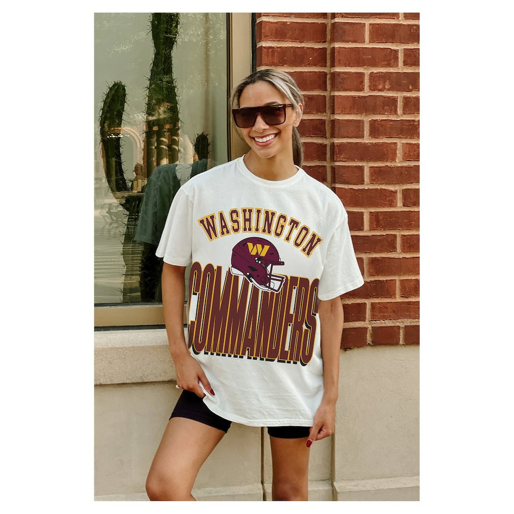 Washington Commanders Gameday Couture Women's Oversized Classic Fierce Focus T-Shirt - White sale