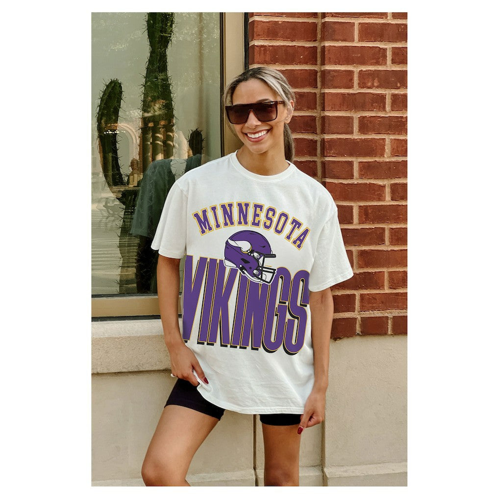 Minnesota Vikings Gameday Couture Women's Oversized Classic Fierce Focus T-Shirt - White on sale