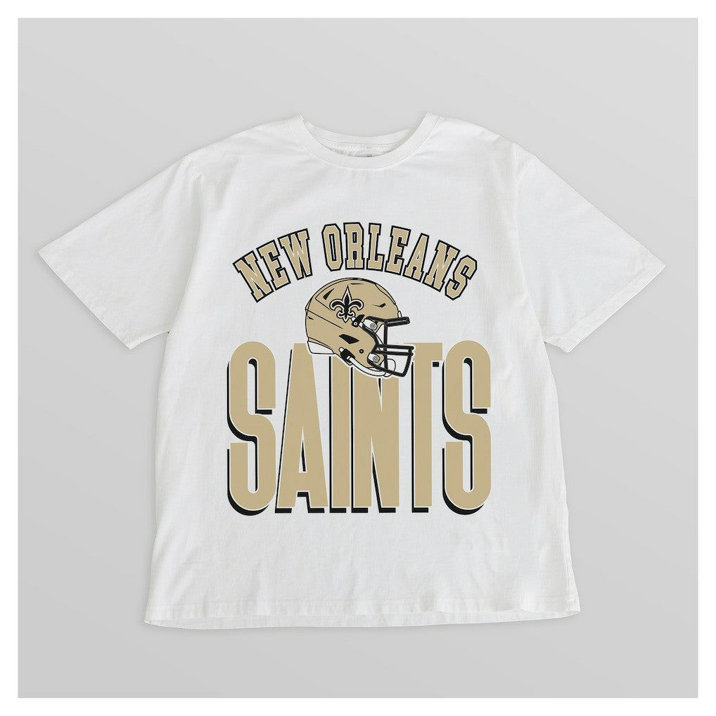 New Orleans Saints Gameday Couture Women's Oversized Classic Fierce Focus T-Shirt - White cheap