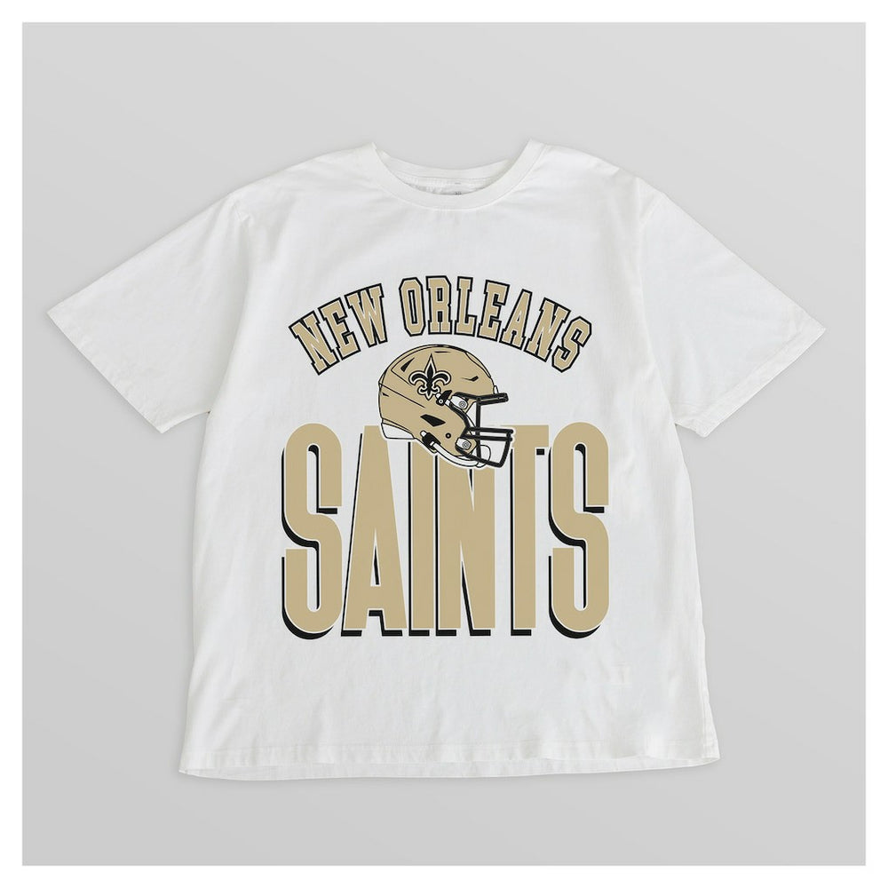 New Orleans Saints Gameday Couture Women's Oversized Classic Fierce Focus T-Shirt - White cheap