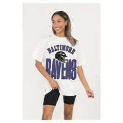 Baltimore Ravens Gameday Couture Women's Oversized Classic Fierce Focus T-Shirt - White online