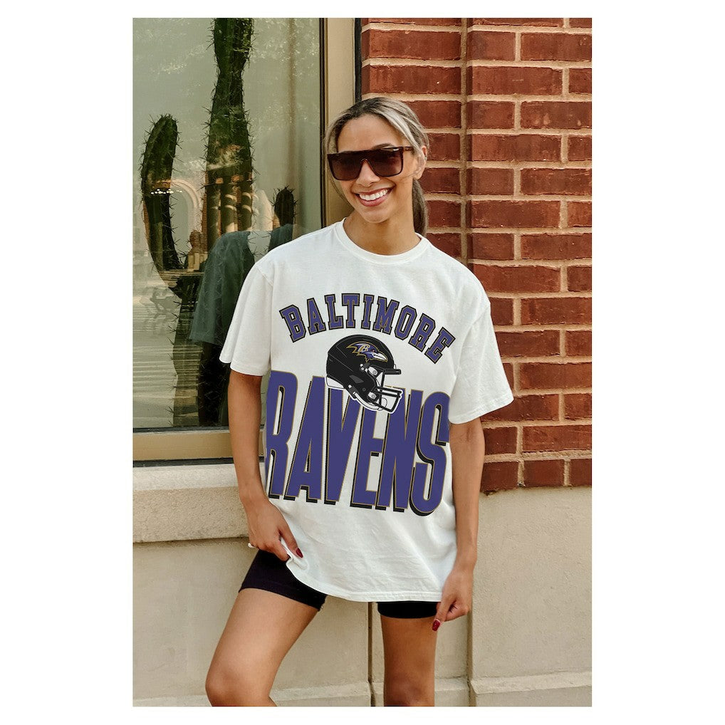Baltimore Ravens Gameday Couture Women's Oversized Classic Fierce Focus T-Shirt - White online