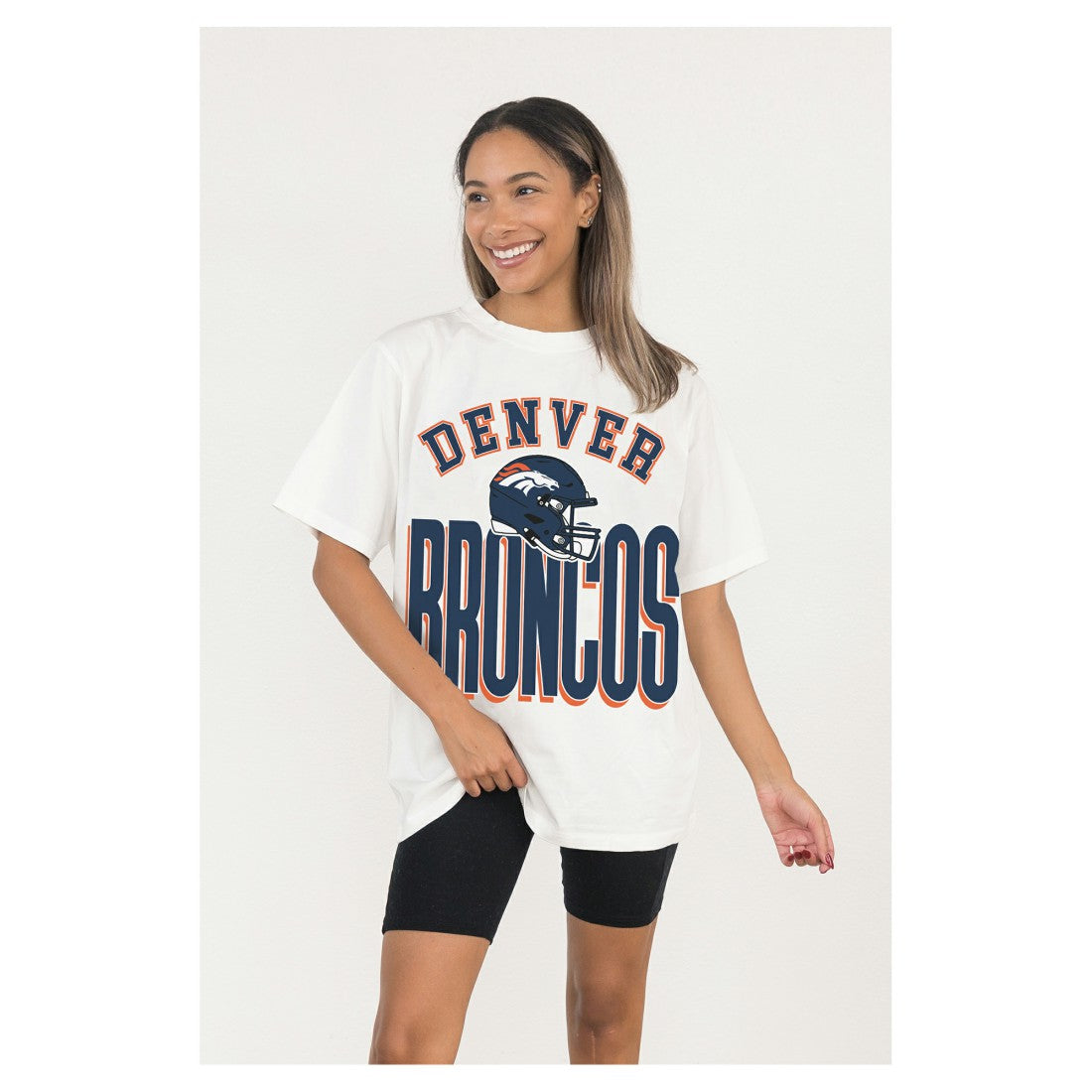 Denver Broncos Gameday Couture Women's Oversized Classic Fierce Focus T-Shirt - White discount