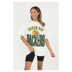 Green Bay Packers Gameday Couture Women's Oversized Classic Fierce Focus T-Shirt - White on sale