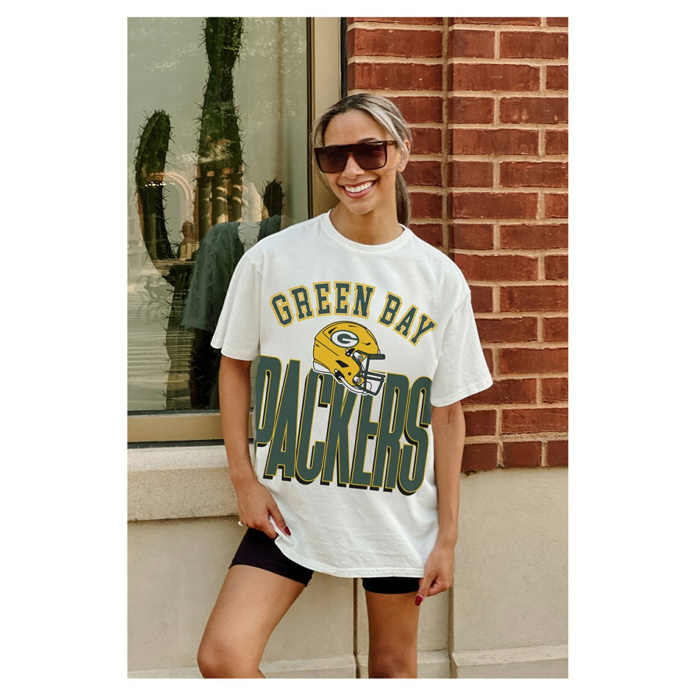 Green Bay Packers Gameday Couture Women's Oversized Classic Fierce Focus T-Shirt - White on sale