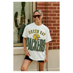 Green Bay Packers Gameday Couture Women's Oversized Classic Fierce Focus T-Shirt - White on sale