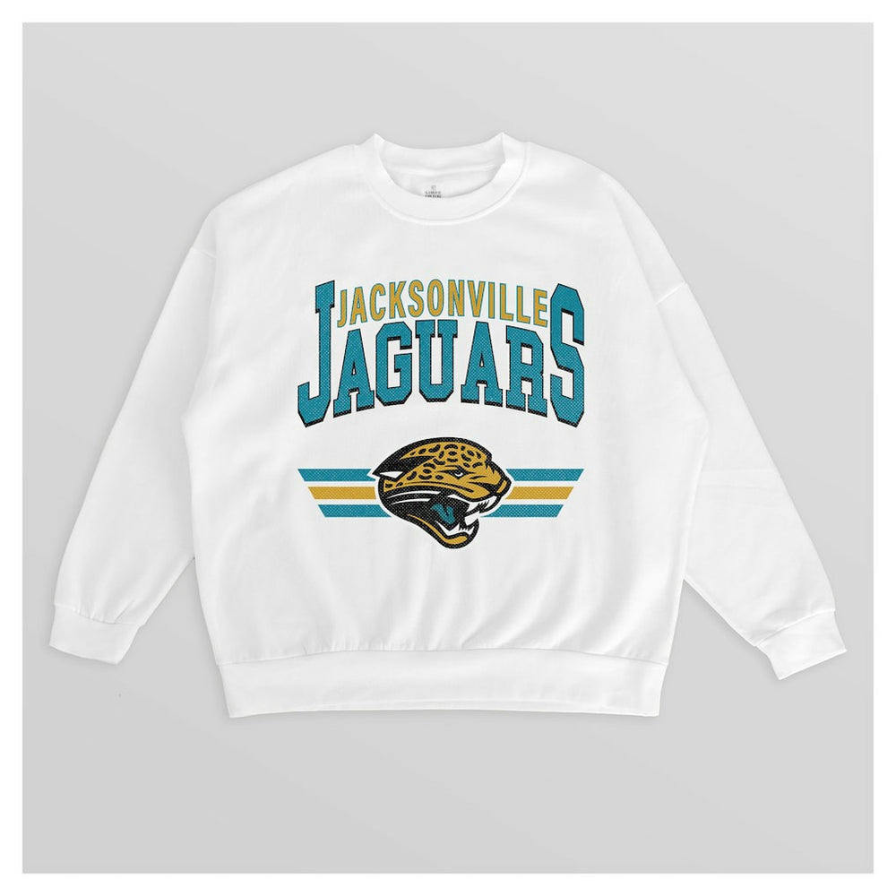 Jacksonville Jaguars Gameday Couture Women's Swift Strike Premium Oversized Fleece Pullover Sweatshirt - White discount
