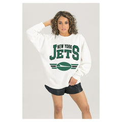 New York Jets Gameday Couture Women's Swift Strike Premium Oversized Fleece Pullover Sweatshirt - White cheap