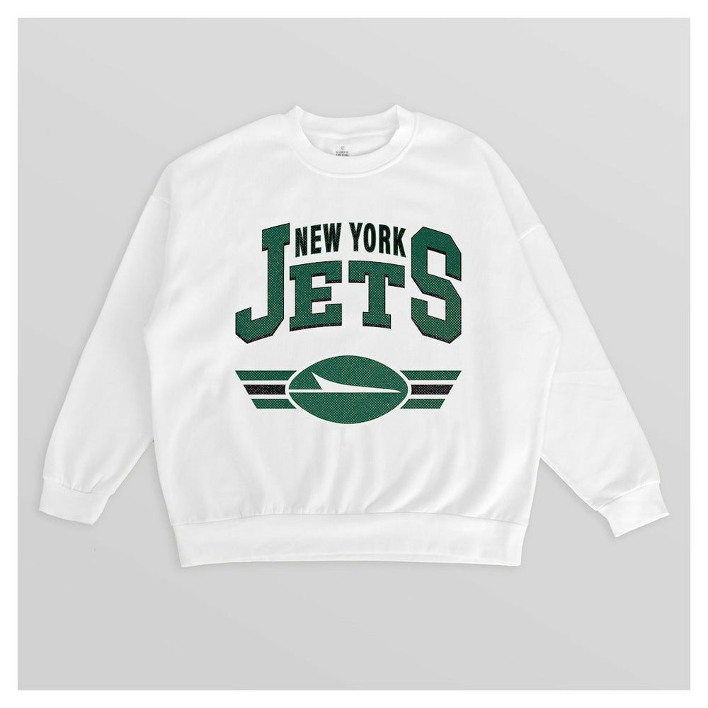 New York Jets Gameday Couture Women's Swift Strike Premium Oversized Fleece Pullover Sweatshirt - White cheap