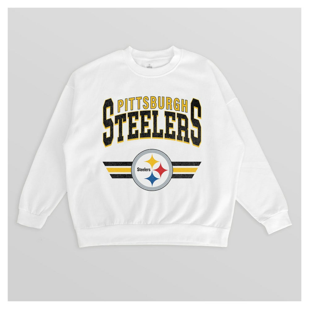 Pittsburgh Steelers Gameday Couture Women's Swift Strike Premium Oversized Fleece Pullover Sweatshirt - White cheap