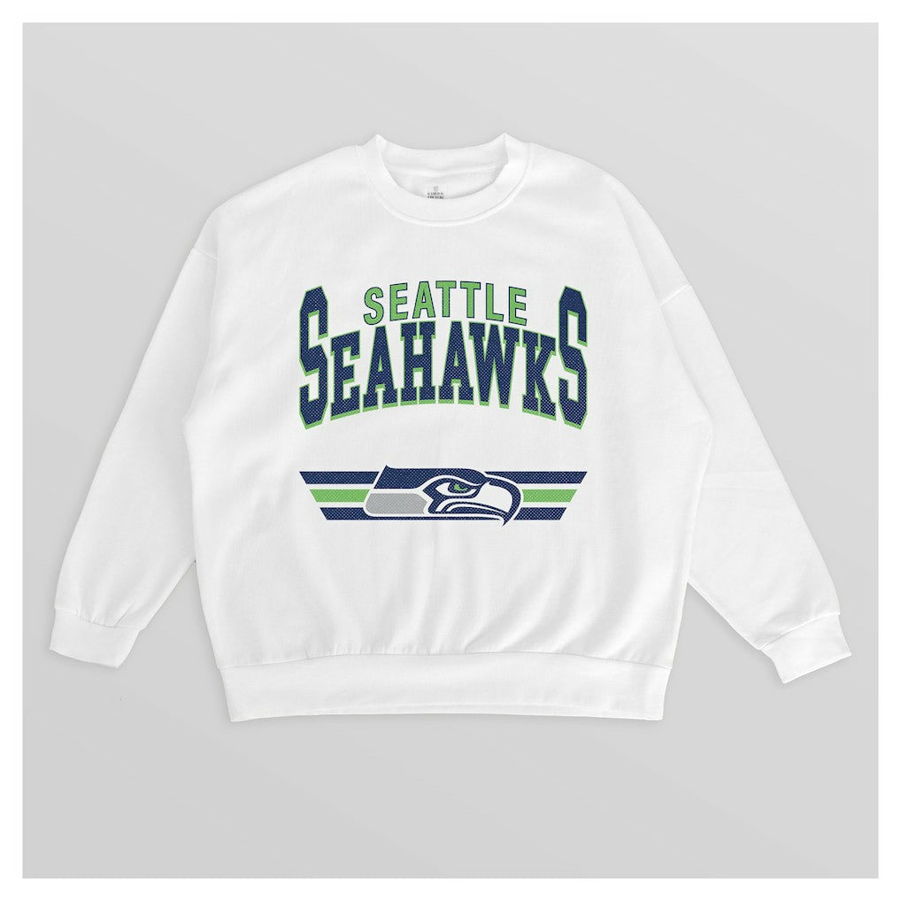 Seattle Seahawks Gameday Couture Women's Swift Strike Premium Oversized Fleece Pullover Sweatshirt - White sale