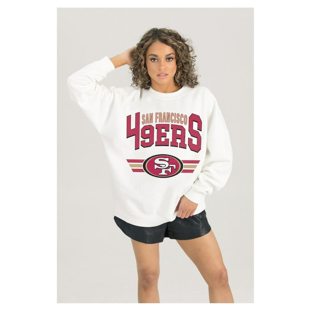 San Francisco 49ers Gameday Couture Women's Swift Strike Premium Oversized Fleece Pullover Sweatshirt - White online