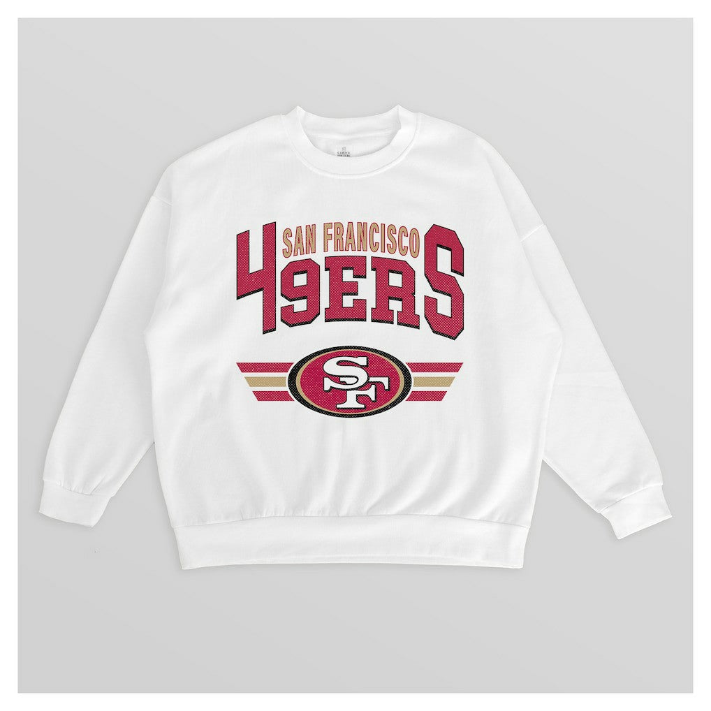 San Francisco 49ers Gameday Couture Women's Swift Strike Premium Oversized Fleece Pullover Sweatshirt - White online