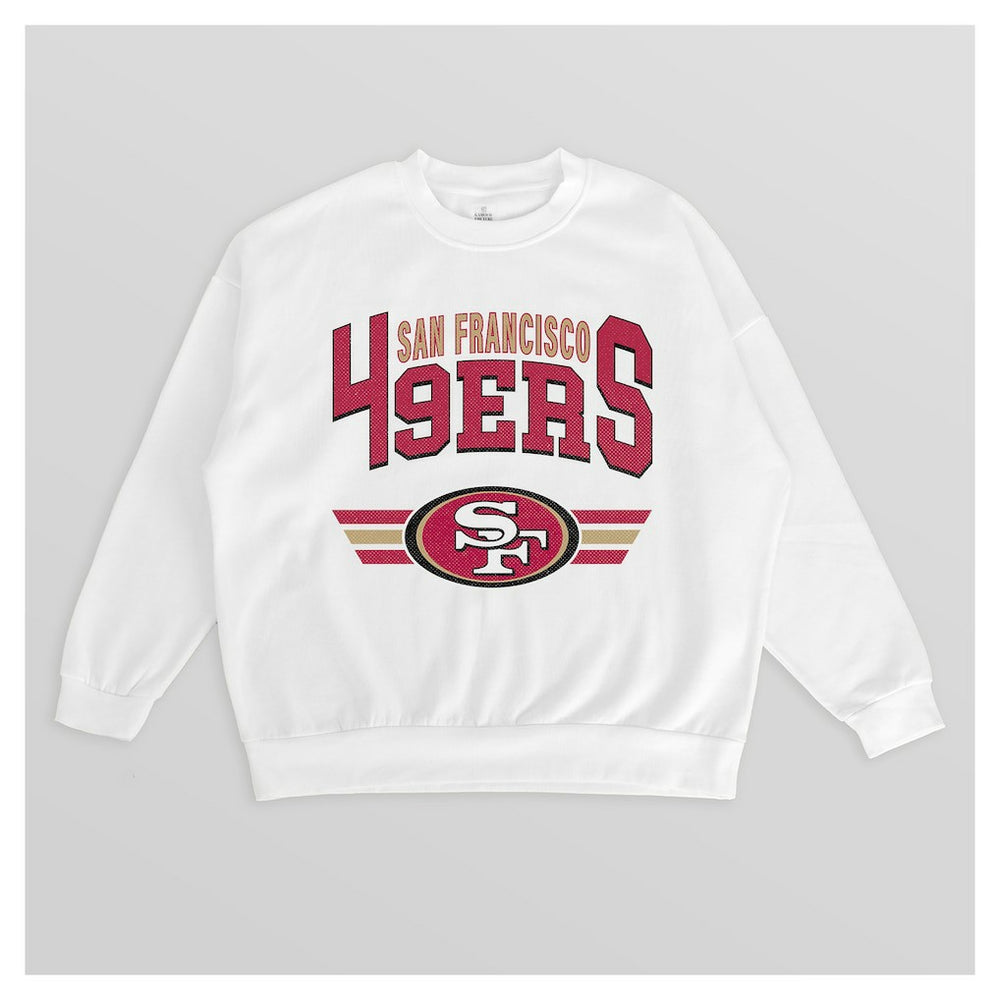 San Francisco 49ers Gameday Couture Women's Swift Strike Premium Oversized Fleece Pullover Sweatshirt - White online