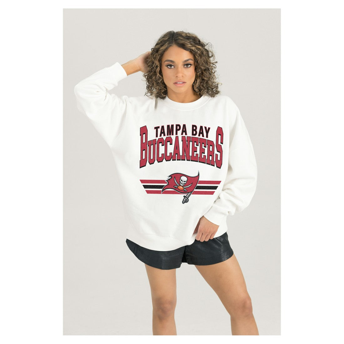 Tampa Bay Buccaneers Gameday Couture Women's Swift Strike Premium Oversized Fleece Pullover Sweatshirt - White outlet