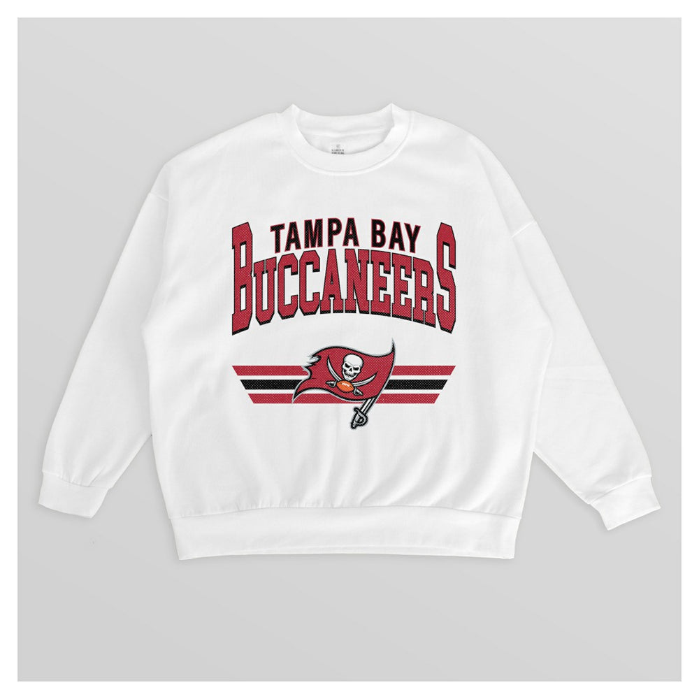 Tampa Bay Buccaneers Gameday Couture Women's Swift Strike Premium Oversized Fleece Pullover Sweatshirt - White outlet
