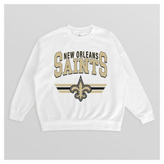 New Orleans Saints Gameday Couture Women's Swift Strike Premium Oversized Fleece Pullover Sweatshirt - White cheap