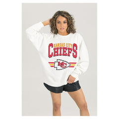 Kansas City Chiefs Gameday Couture Women's Swift Strike Premium Oversized Fleece Pullover Sweatshirt - White sale