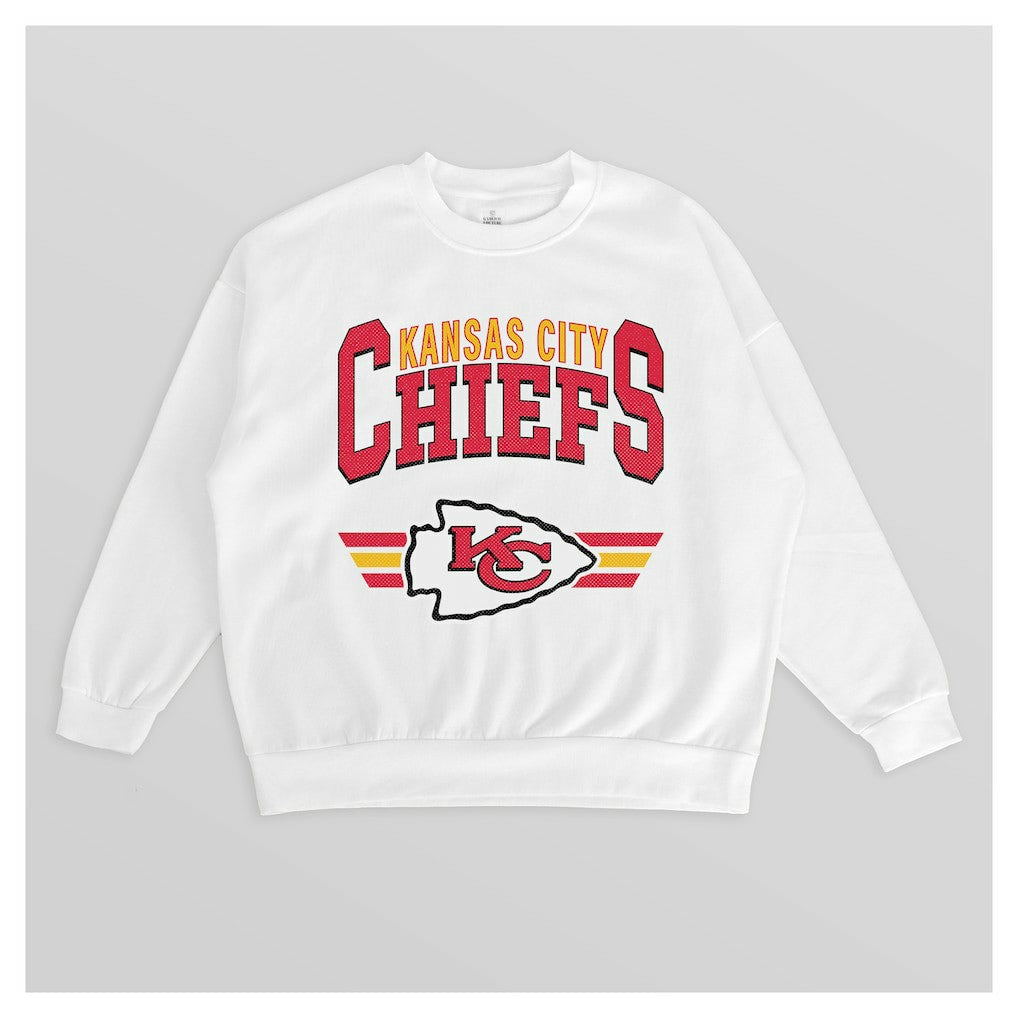Kansas City Chiefs Gameday Couture Women's Swift Strike Premium Oversized Fleece Pullover Sweatshirt - White sale