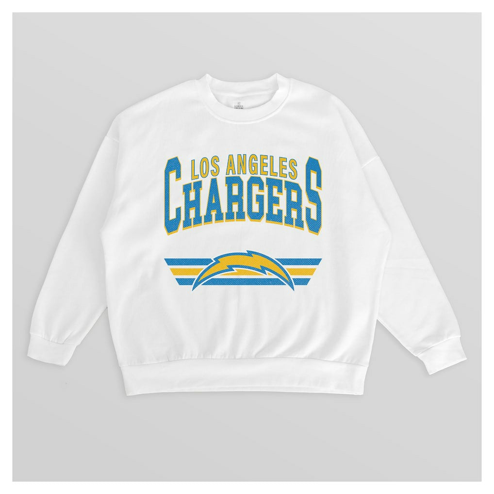 Los Angeles Chargers Gameday Couture Women's Swift Strike Premium Oversized Fleece Pullover Sweatshirt - White online