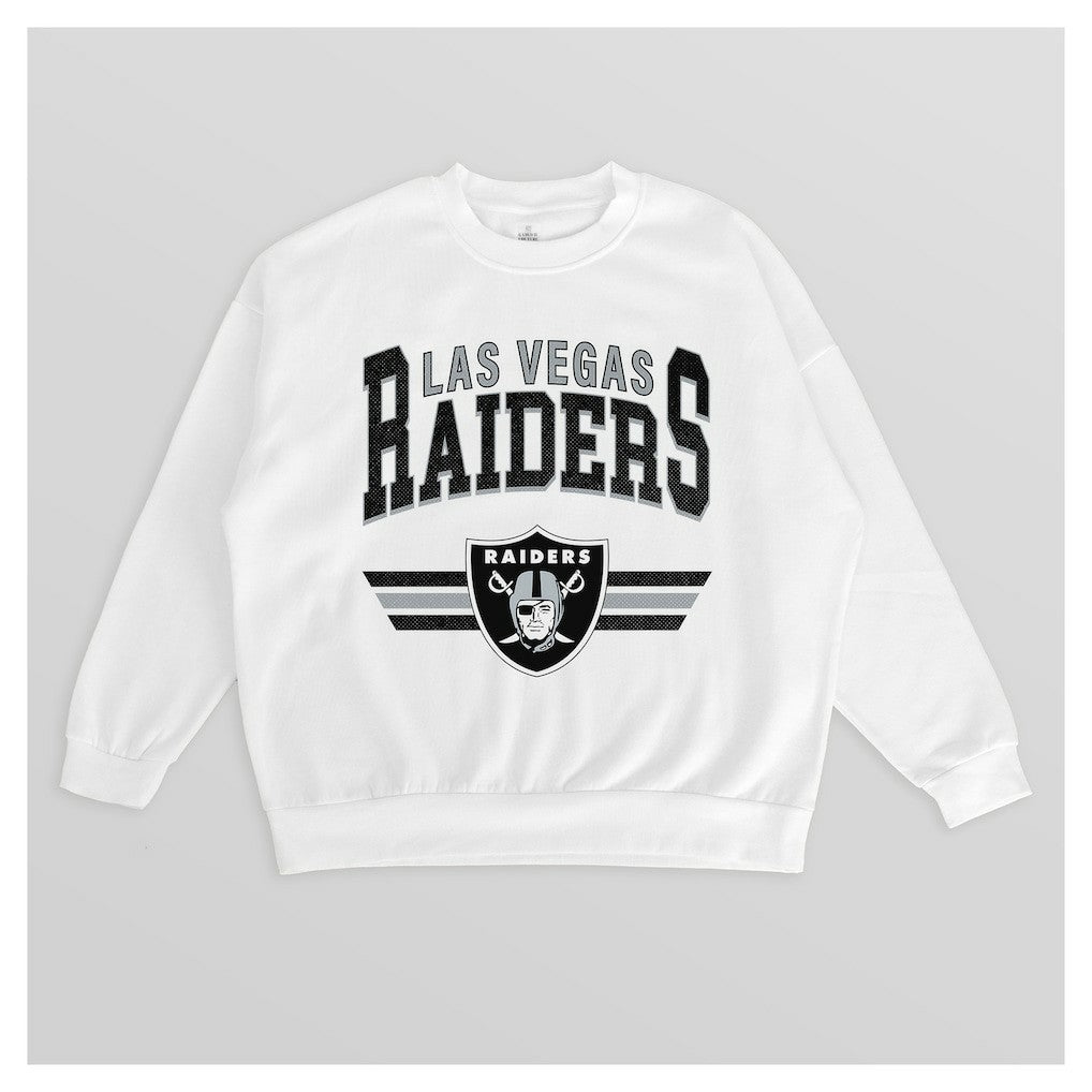 Las Vegas Raiders Gameday Couture Women's Swift Strike Premium Oversized Fleece Pullover Sweatshirt - White on sale