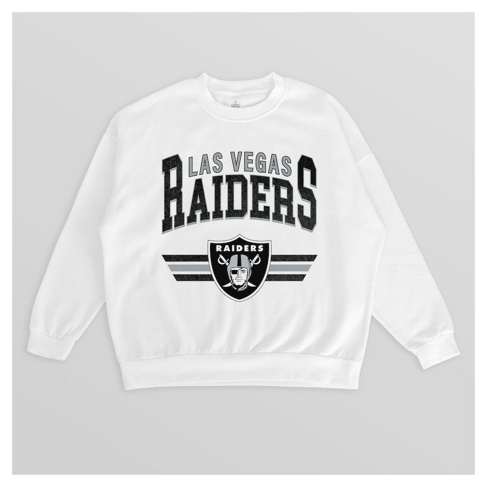 Las Vegas Raiders Gameday Couture Women's Swift Strike Premium Oversized Fleece Pullover Sweatshirt - White on sale