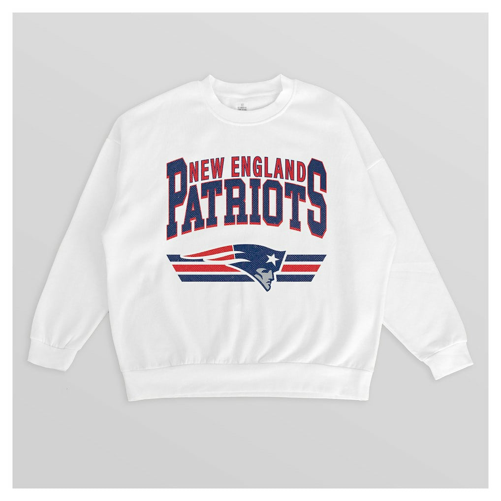 New England Patriots Gameday Couture Women's Swift Strike Premium Oversized Fleece Pullover Sweatshirt - White cheap