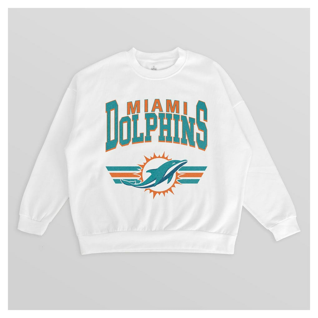 Miami Dolphins Gameday Couture Women's Swift Strike Premium Oversized Fleece Pullover Sweatshirt - White outlet