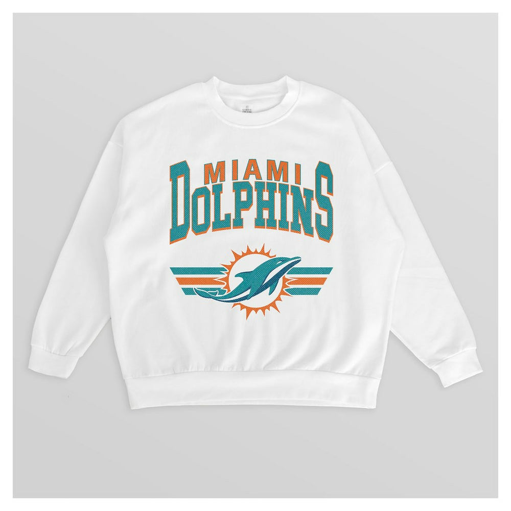 Miami Dolphins Gameday Couture Women's Swift Strike Premium Oversized Fleece Pullover Sweatshirt - White outlet