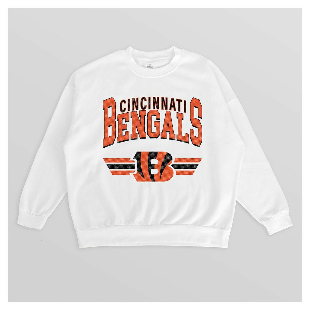Cincinnati Bengals Gameday Couture Women's Swift Strike Premium Oversized Fleece Pullover Sweatshirt - White for sale