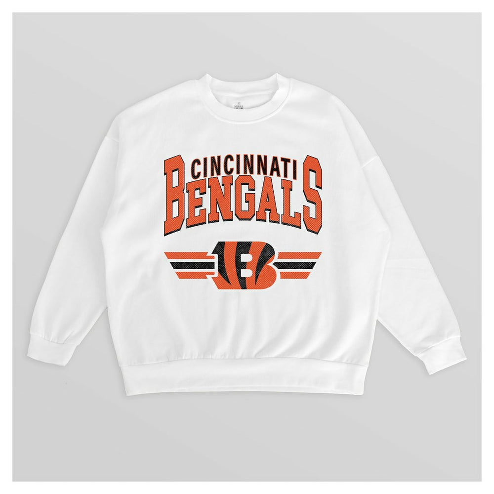 Cincinnati Bengals Gameday Couture Women's Swift Strike Premium Oversized Fleece Pullover Sweatshirt - White for sale