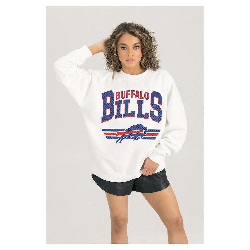 Buffalo Bills Gameday Couture Women's Swift Strike Premium Oversized Fleece Pullover Sweatshirt - White outlet