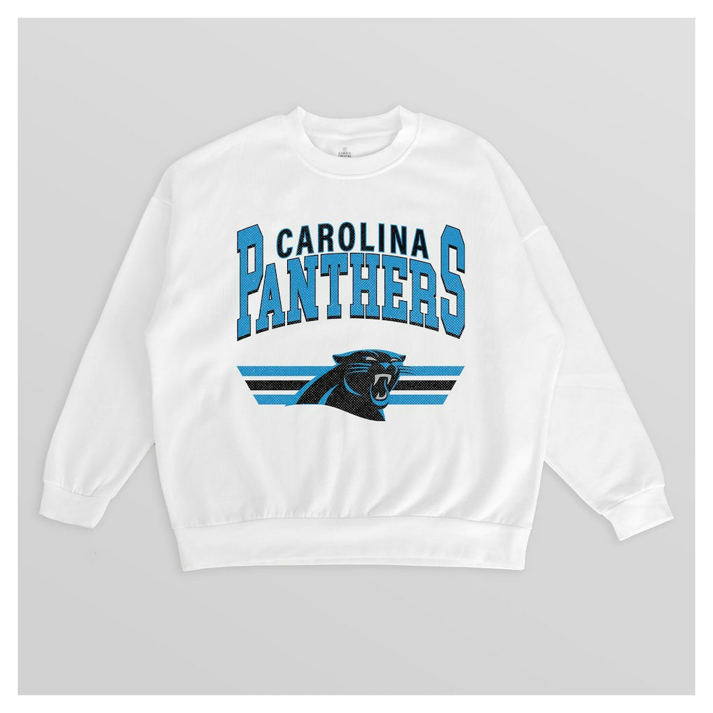 Carolina Panthers Gameday Couture Women's Swift Strike Premium Oversized Fleece Pullover Sweatshirt - White on sale