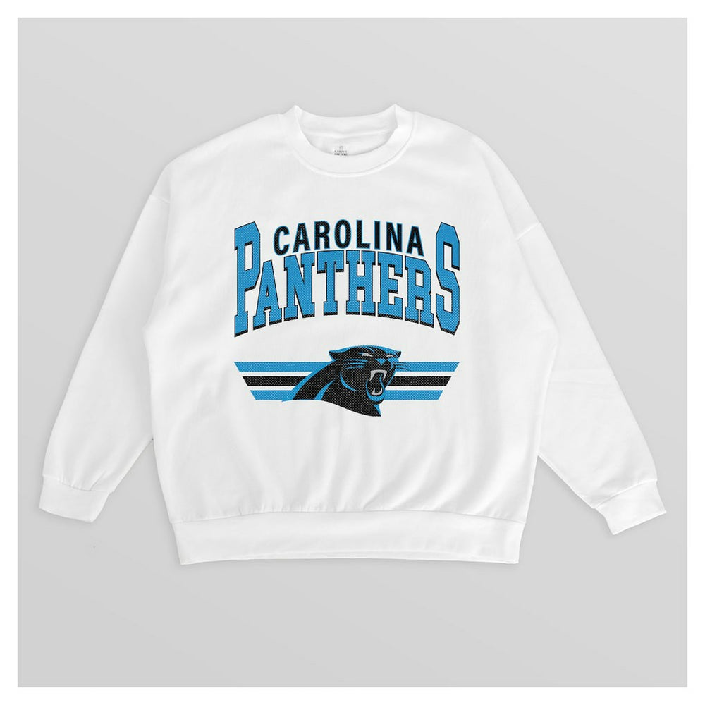 Carolina Panthers Gameday Couture Women's Swift Strike Premium Oversized Fleece Pullover Sweatshirt - White on sale