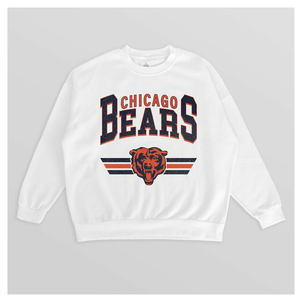 Chicago Bears Gameday Couture Women's Swift Strike Premium Oversized Fleece Pullover Sweatshirt - White on sale