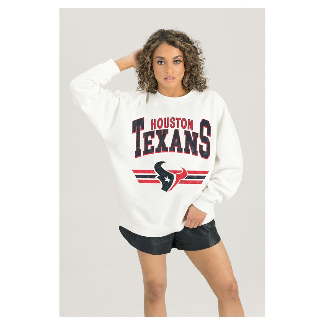 Houston Texans Gameday Couture Women's Swift Strike Premium Oversized Fleece Pullover Sweatshirt - White outlet