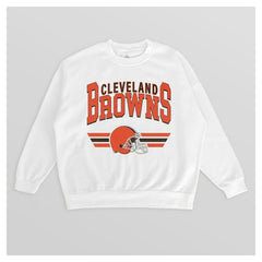 Cleveland Browns Gameday Couture Women's Swift Strike Premium Oversized Fleece Pullover Sweatshirt - White outlet